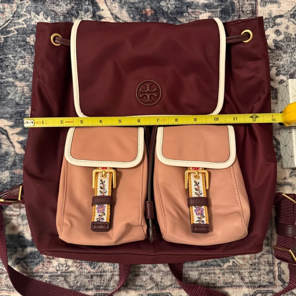 Tory Burch| EUC Burgundy and Pink Nylon Backpack - Picture 10 of 11